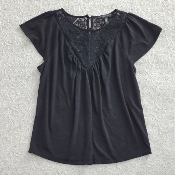 White House Black Market Flutter Sleeve Top M - Picture 1 of 7